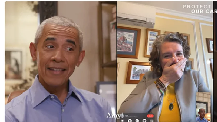 Video still of a FaceTime call between President Obama and Amy Raslevich